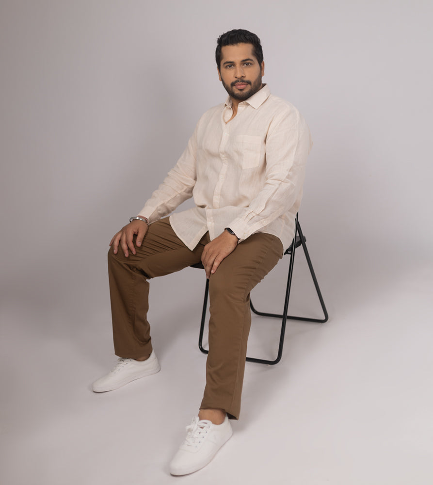 Plus Size Casual Shirt | 4XL - 10XL | 100% Linen | Natural