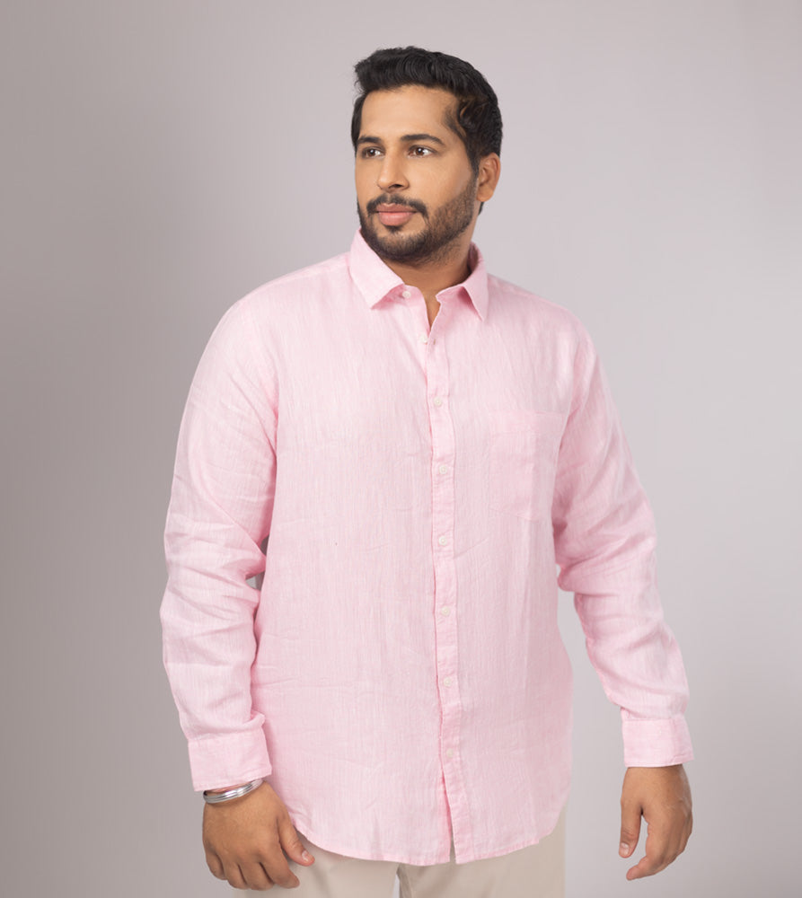 Plus Size Casual Shirt | 4XL - 10XL | 100% Linen | Pink