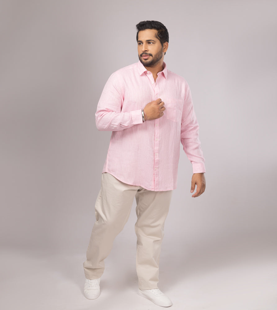 Plus Size Casual Shirt | 4XL - 10XL | 100% Linen | Pink