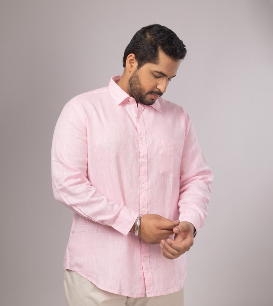 Plus Size Casual Shirt | 4XL - 10XL | 100% Linen | Pink