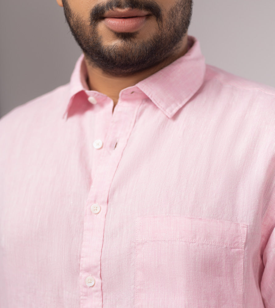 Plus Size Casual Shirt | 4XL - 10XL | 100% Linen | Pink