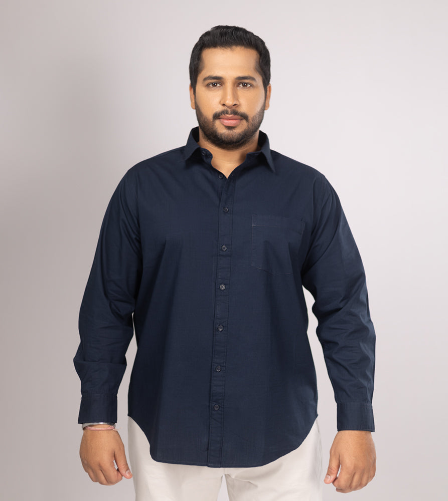 Plus Size Casual Shirt | 4XL - 10XL | 100% Linen | Navy