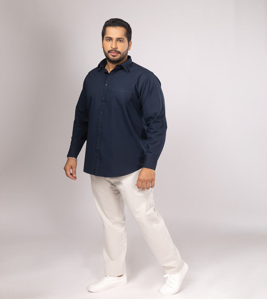 Plus Size Casual Shirt | 4XL - 10XL | 100% Linen | Navy
