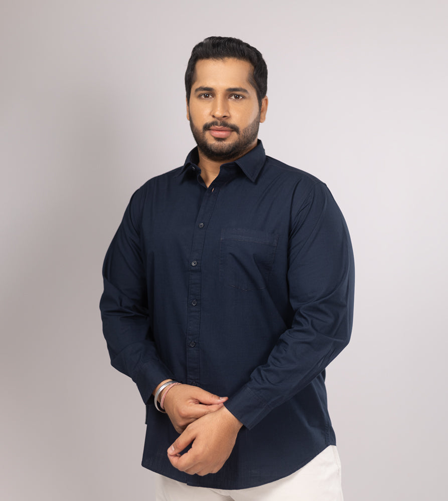 Plus Size Casual Shirt | 4XL - 10XL | 100% Linen | Navy