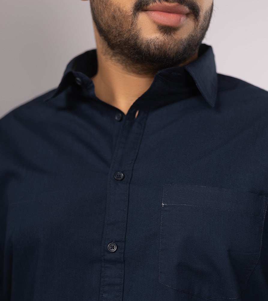 Plus Size Casual Shirt | 4XL - 10XL | 100% Linen | Navy