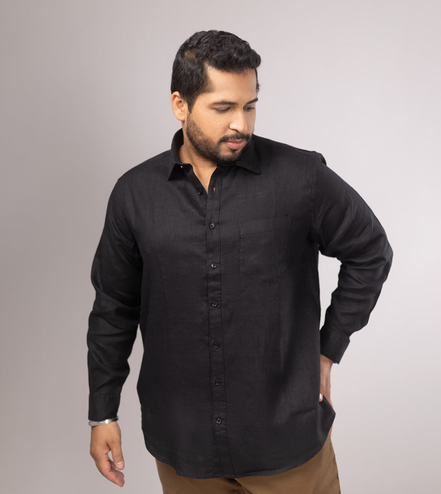 Plus Size Casual Shirt | 4XL - 10XL | 100% Linen | Black