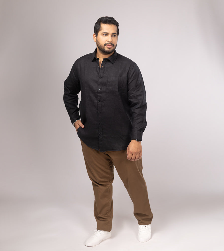 Plus Size Casual Shirt | 4XL - 10XL | 100% Linen | Black