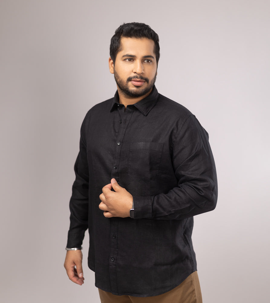 Plus Size Casual Shirt | 4XL - 10XL | 100% Linen | Black