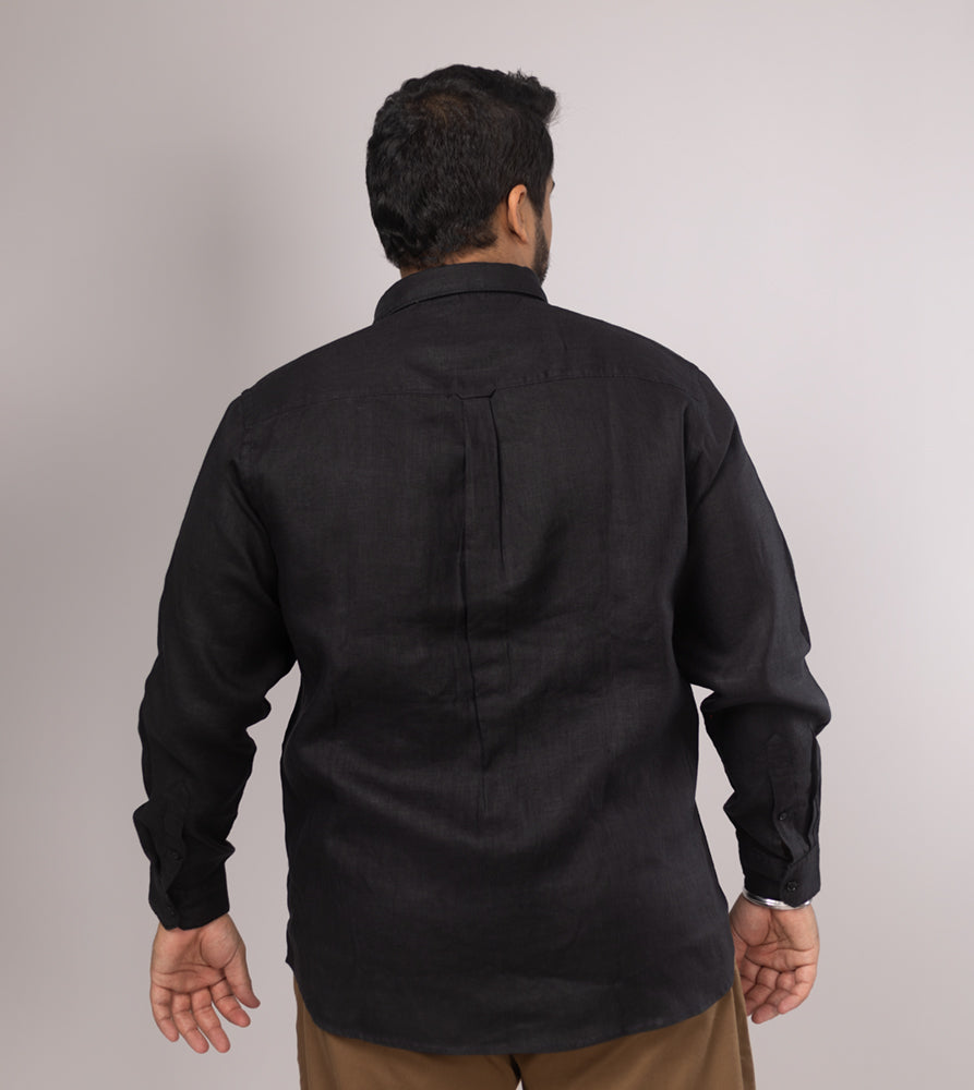 Plus Size Casual Shirt | 4XL - 10XL | 100% Linen | Black