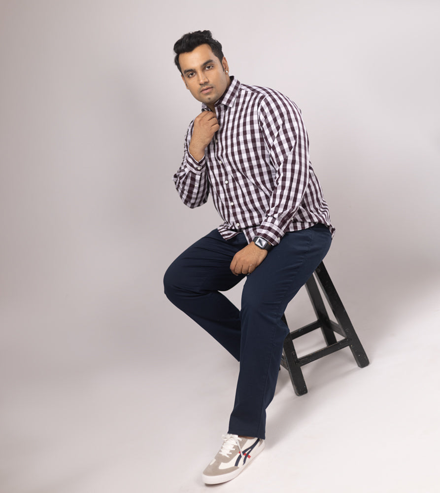 Plus Size Casual Shirt | 4XL - 10XL | 100% Cotton | Brown