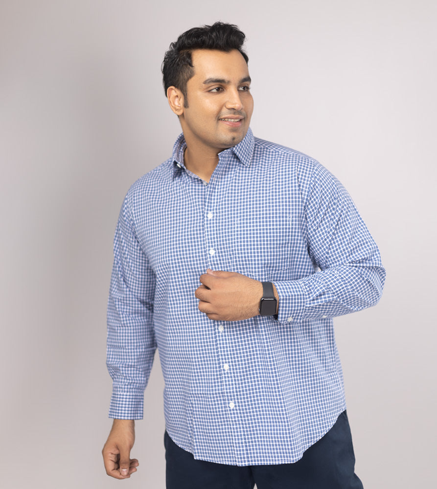 Plus Size Casual Shirt | 4XL - 10XL | 100% Cotton | Blue