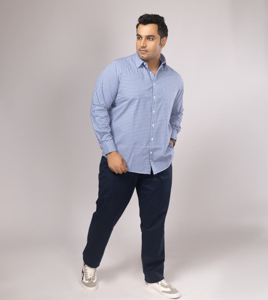 Plus Size Casual Shirt | 4XL - 10XL | 100% Cotton | Blue