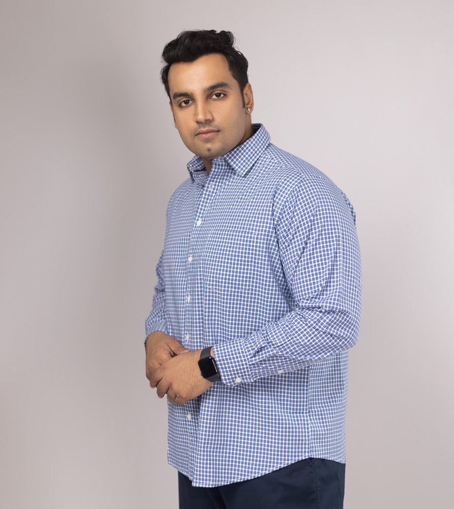 Plus Size Casual Shirt | 4XL - 10XL | 100% Cotton | Blue