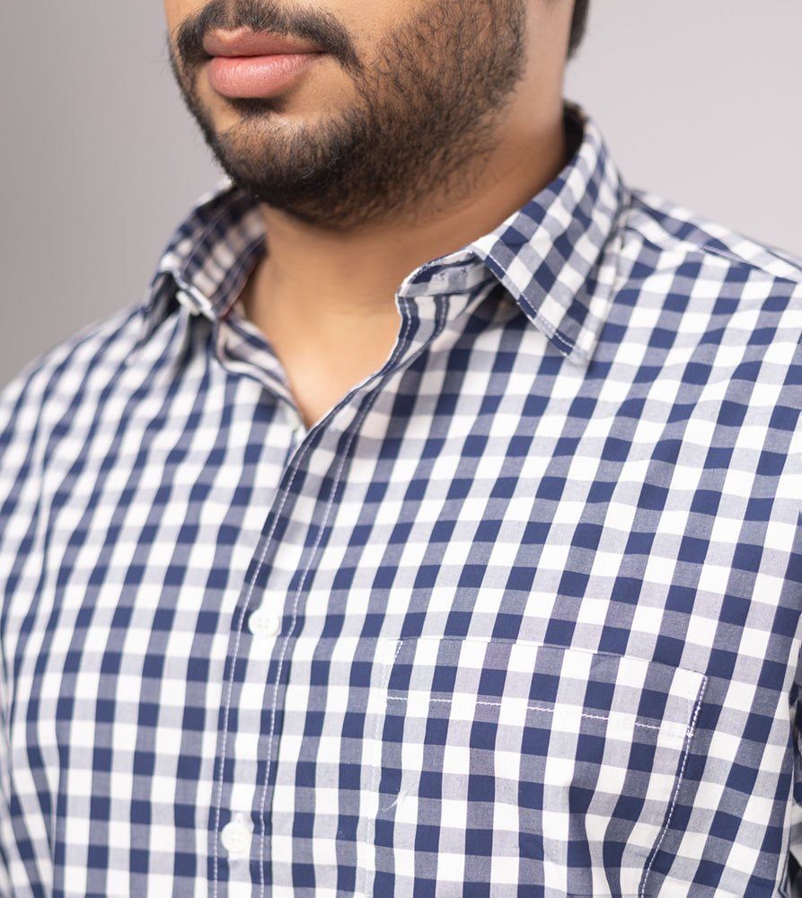 Plus Size Casual Shirt | 4XL - 10XL | 100% Cotton | Navy