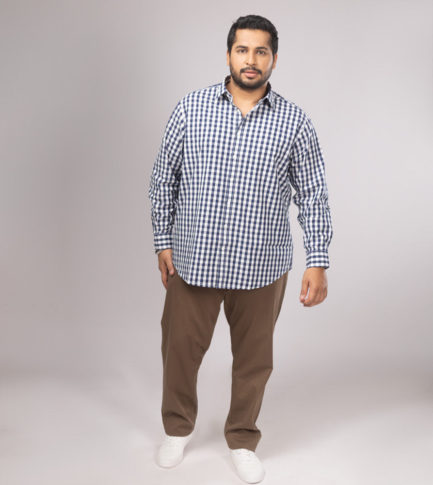 Plus Size Casual Shirt | 4XL - 10XL | 100% Cotton | Navy