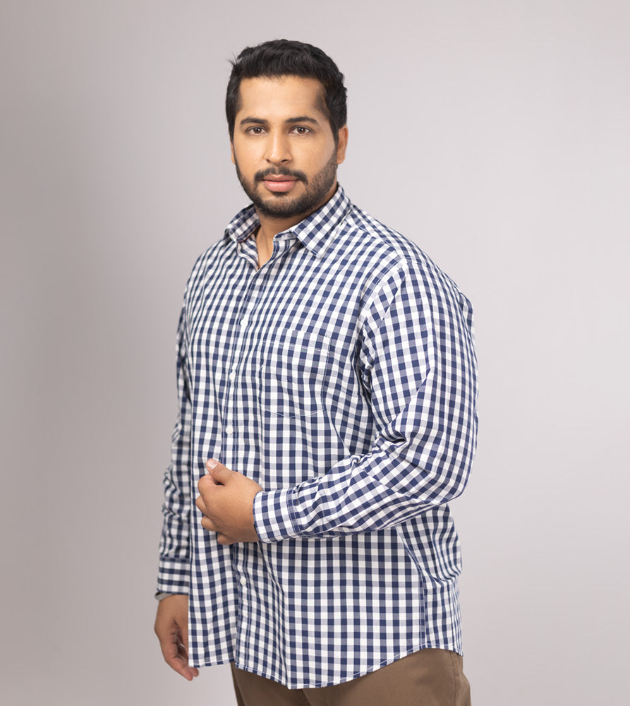 Plus Size Casual Shirt | 4XL - 10XL | 100% Cotton | Navy