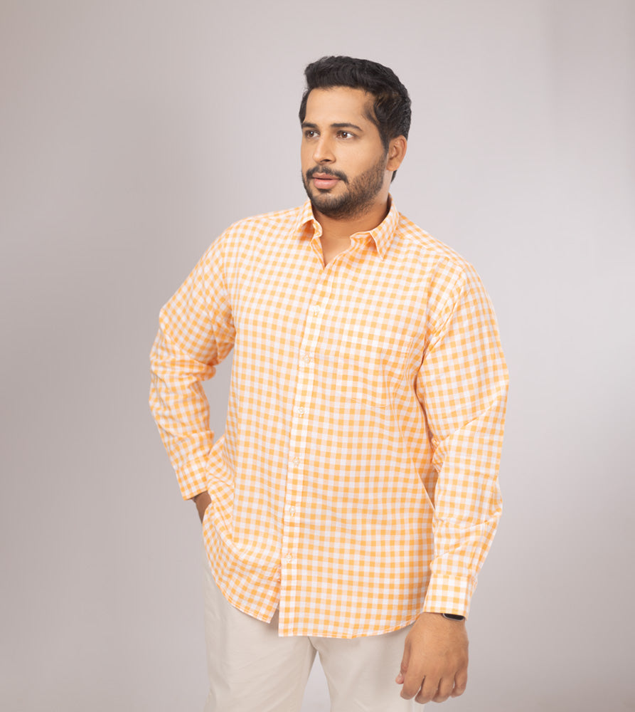 Plus Size Casual Shirt | 4XL - 10XL | 100% Cotton | Peach