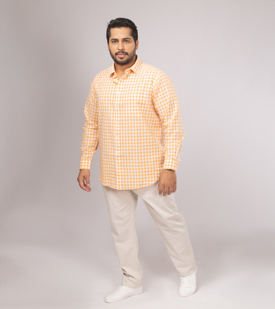 Plus Size Casual Shirt | 4XL - 10XL | 100% Cotton | Peach