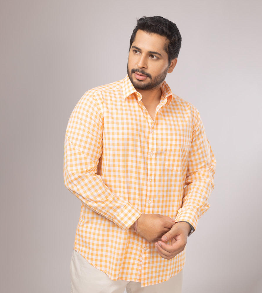 Plus Size Casual Shirt | 4XL - 10XL | 100% Cotton | Peach