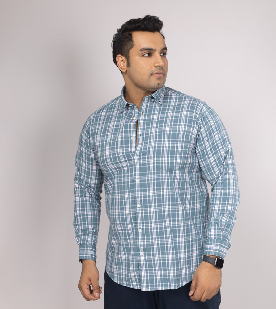 Plus Size Casual Shirt | 4XL - 10XL | 100% Cotton | Teal
