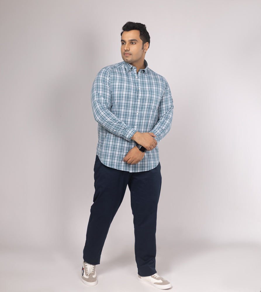 Plus Size Casual Shirt | 4XL - 10XL | 100% Cotton | Teal