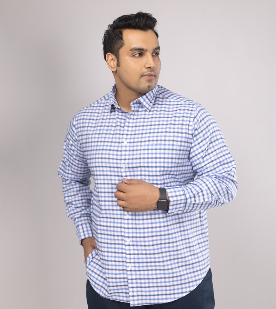 Plus Size Casual Shirt | 4XL - 10XL | 100% Cotton | Blue