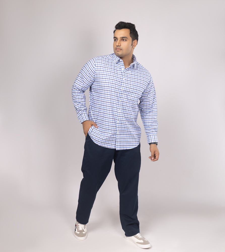 Plus Size Casual Shirt | 4XL - 10XL | 100% Cotton | Blue