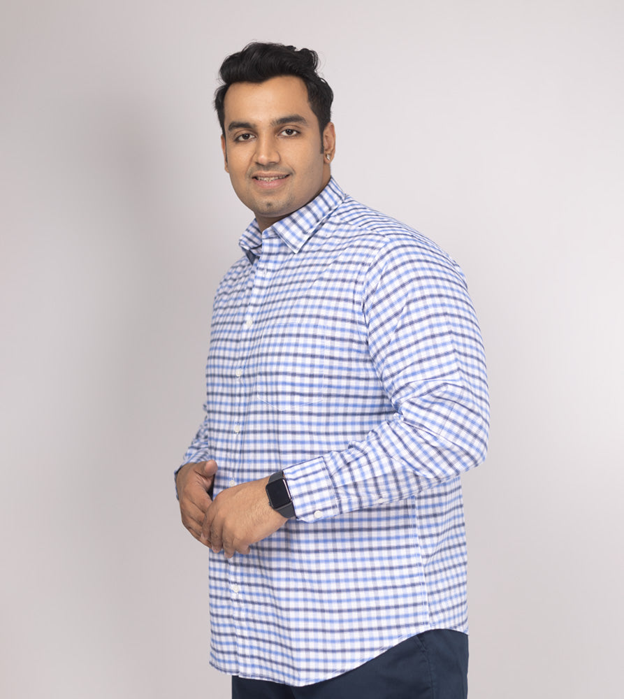 Plus Size Casual Shirt | 4XL - 10XL | 100% Cotton | Blue