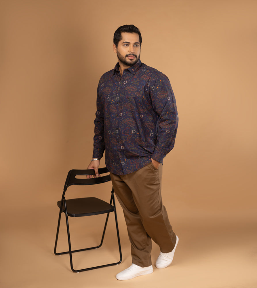 Plus Size Casual Shirt | 4XL - 10XL | 100% Cotton | Blue