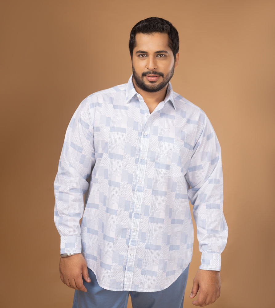 Plus Size Casual Shirt | 4XL - 10XL | 100% Cotton | Light Blue