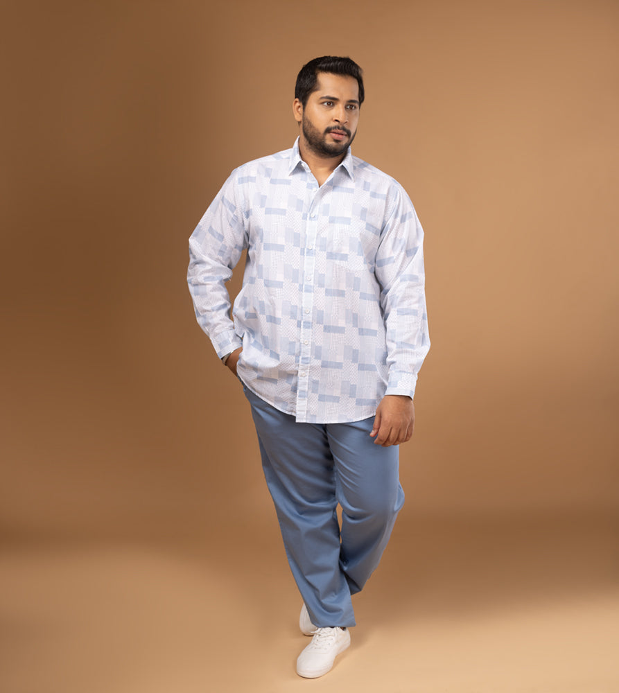 Plus Size Casual Shirt | 4XL - 10XL | 100% Cotton | Light Blue