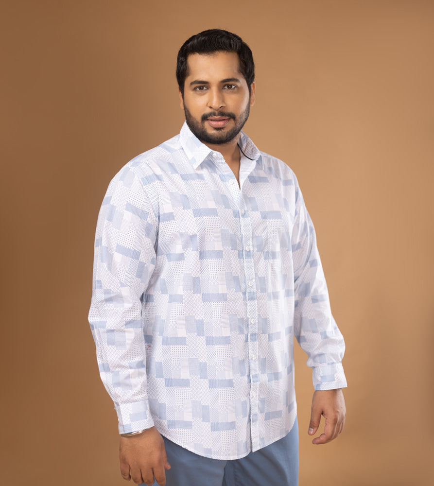 Plus Size Casual Shirt | 4XL - 10XL | 100% Cotton | Light Blue