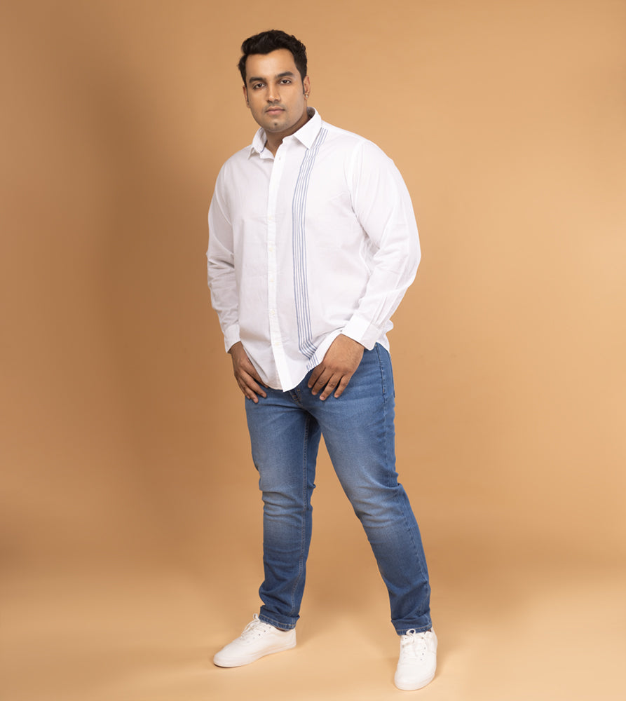 Plus Size Casual Shirt | 4XL - 10XL | 100% Cotton | White
