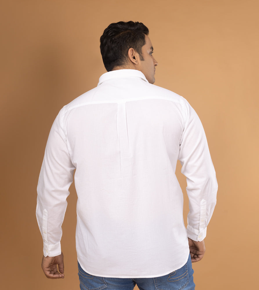 Plus Size Casual Shirt | 4XL - 10XL | 100% Cotton | White