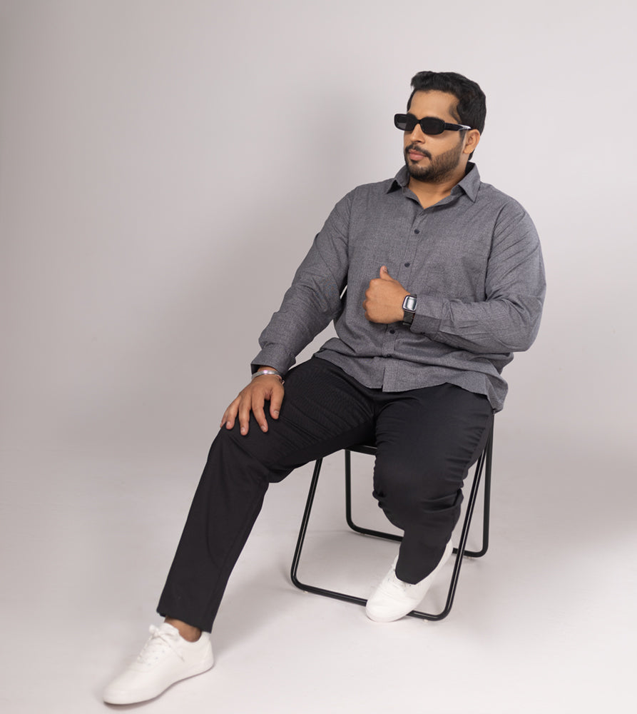 Plus Size Casual Shirt | 4XL - 10XL | 100% Cotton | Grey