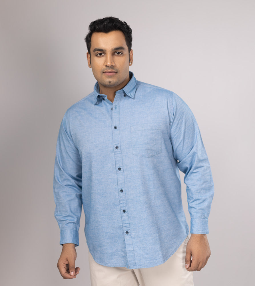 Plus Size Casual Shirt | 4XL - 10XL | 100% Cotton | Sky Blue