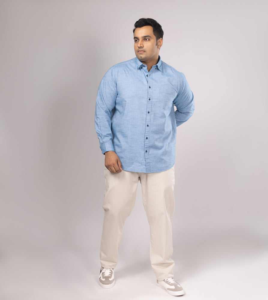 Plus Size Casual Shirt | 4XL - 10XL | 100% Cotton | Sky Blue