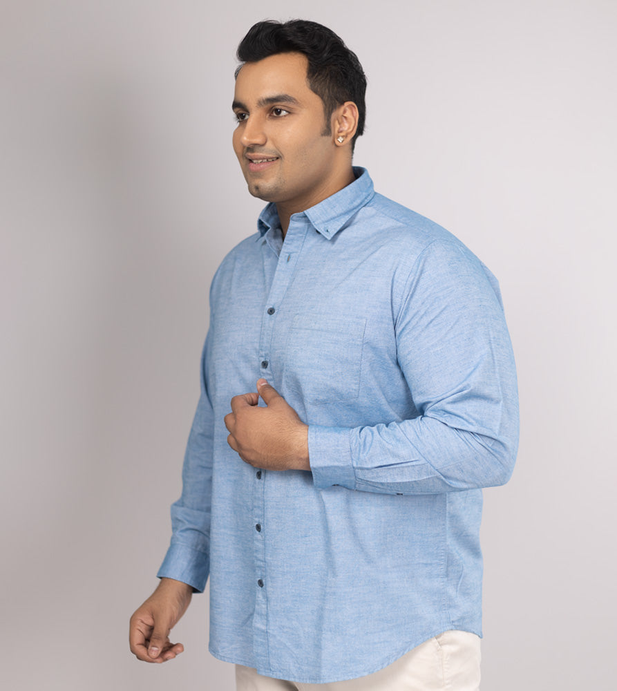 Plus Size Casual Shirt | 4XL - 10XL | 100% Cotton | Sky Blue