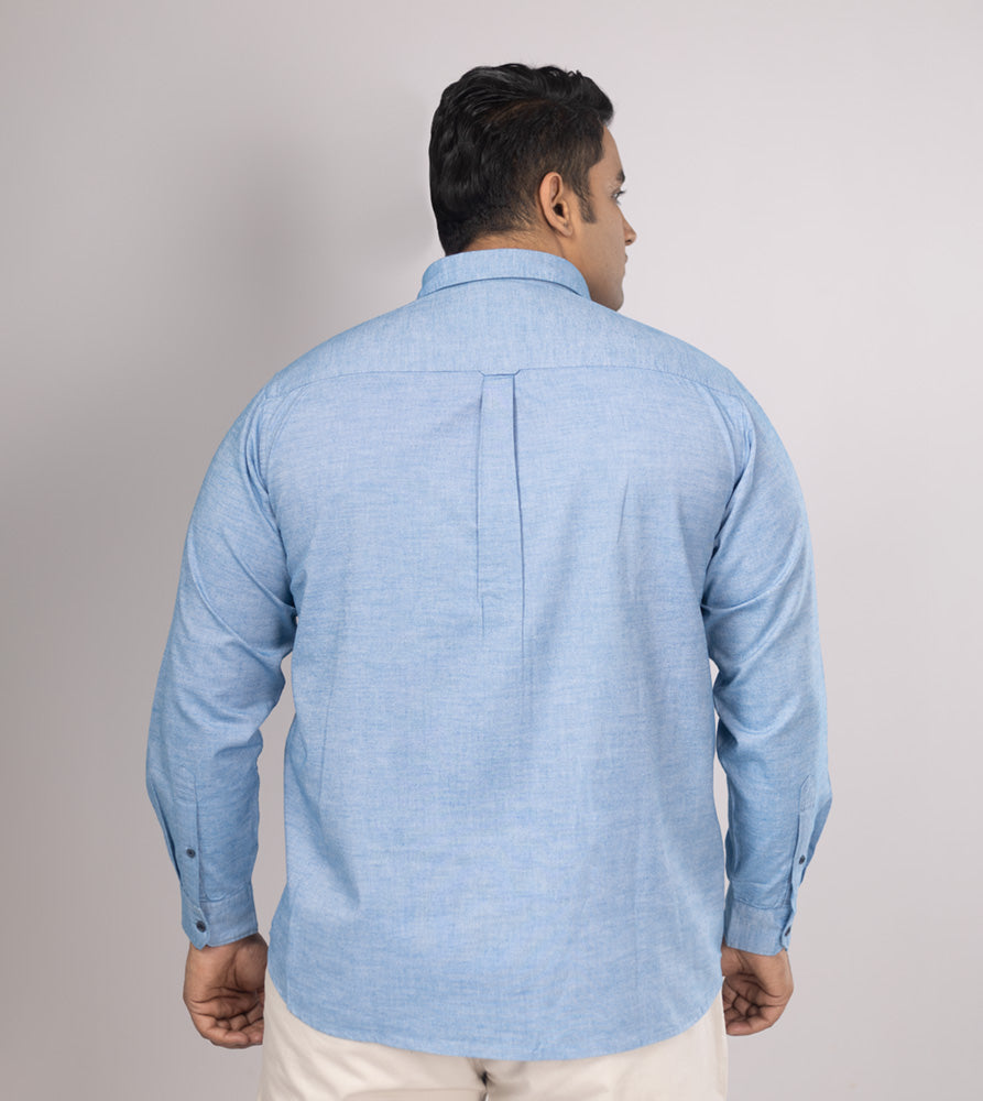 Plus Size Casual Shirt | 4XL - 10XL | 100% Cotton | Sky Blue