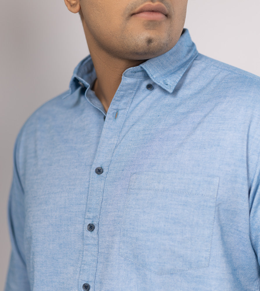 Plus Size Casual Shirt | 4XL - 10XL | 100% Cotton | Sky Blue