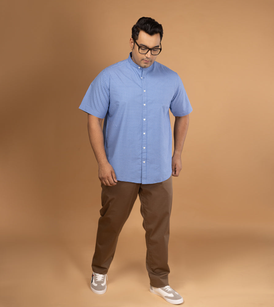 Plus Size Casual Shirt | 4XL - 10XL | 100% Cotton | Blue