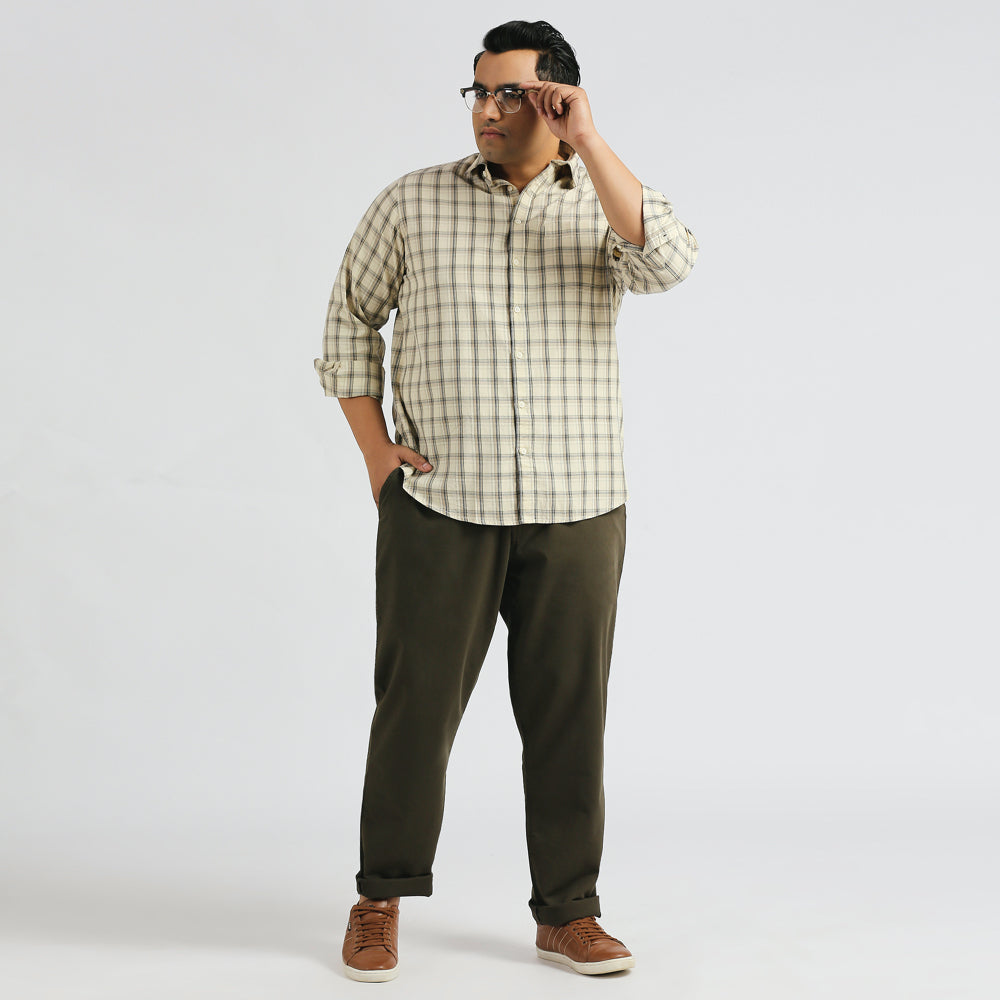 Plus Size Casual Shirt | 4XL - 10XL | 100% Cotton | Ecru