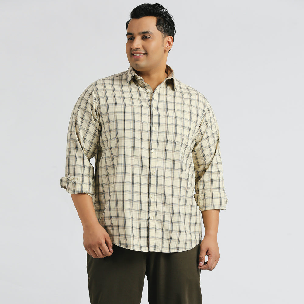 Plus Size Casual Shirt | 4XL - 10XL | 100% Cotton | Ecru
