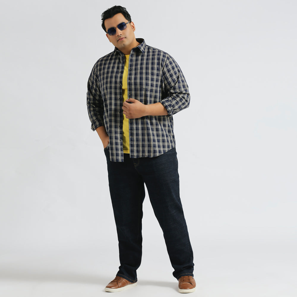 Plus Size Casual Shirt | 4XL - 10XL | 100% Cotton | Navy