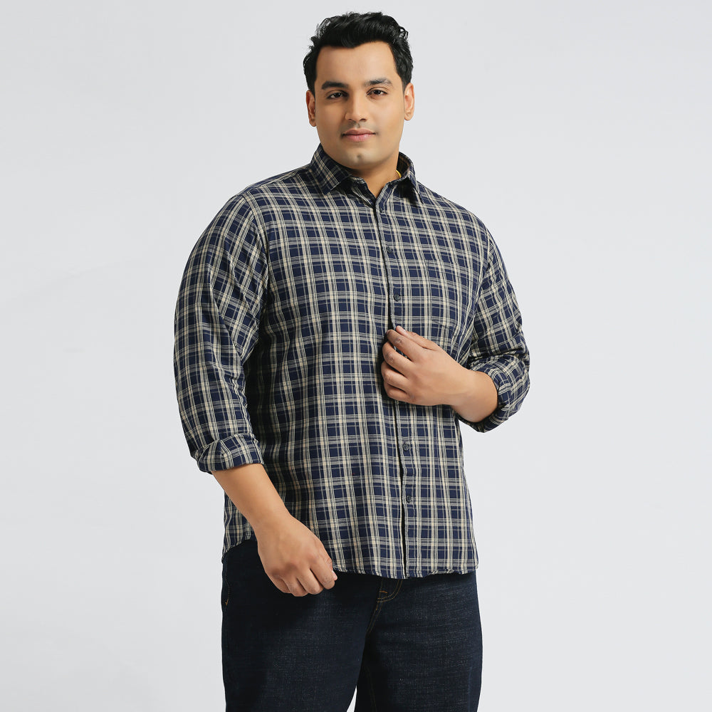 Plus Size Casual Shirt | 4XL - 10XL | 100% Cotton | Navy