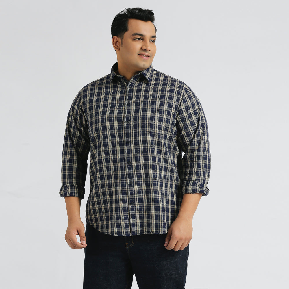 Plus Size Casual Shirt | 4XL - 10XL | 100% Cotton | Navy