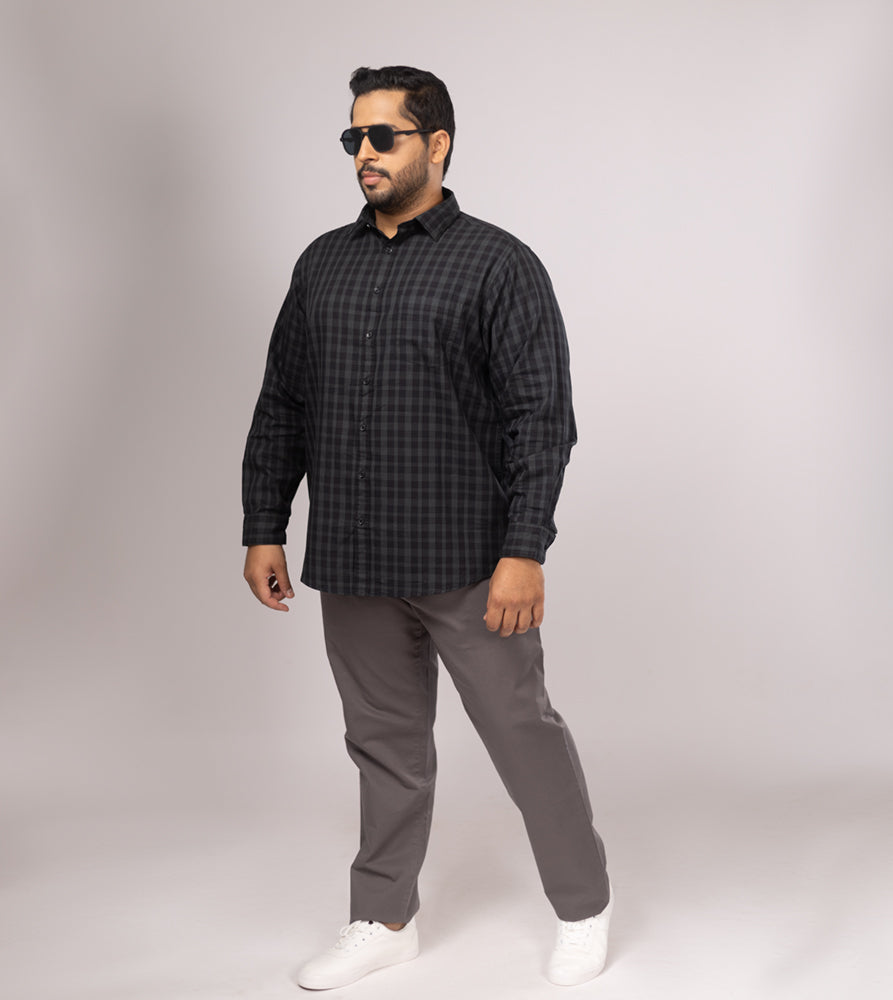 Plus Size Casual Shirt | 4XL - 10XL | 100% Cotton | Black