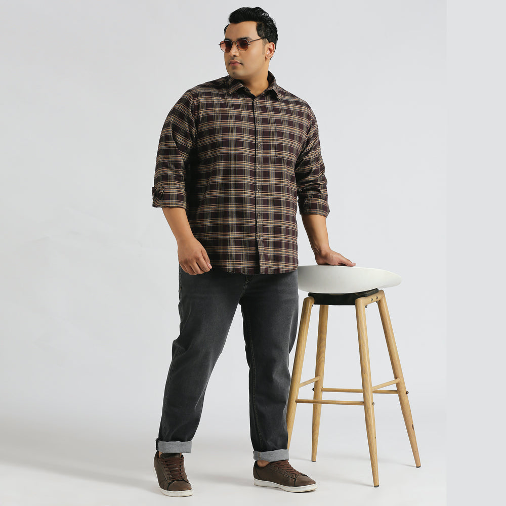 Plus Size Casual Shirt | 4XL - 10XL | 100% Cotton | Brown