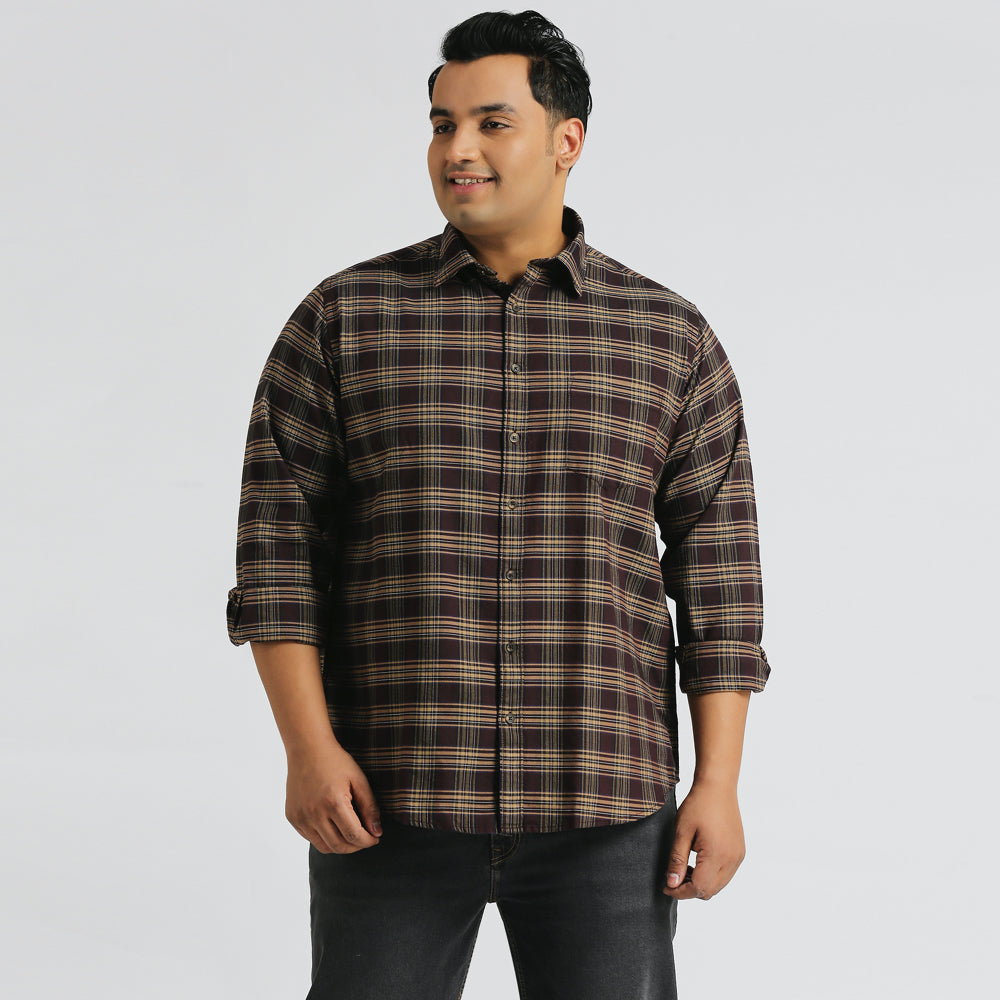 Plus Size Casual Shirt | 4XL - 10XL | 100% Cotton | Brown