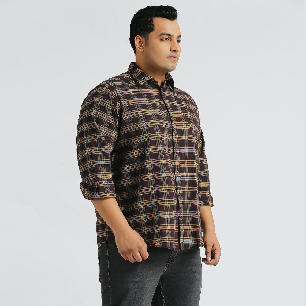 Plus Size Casual Shirt | 4XL - 10XL | 100% Cotton | Brown